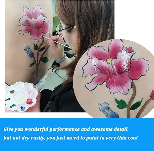 Miniatura 4 de Kit de pintura facial, 12 colores profesionales de pintura facial, no tóxica e hipoalergénica para el cuerpo, maquillaje de Halloween, pigmento