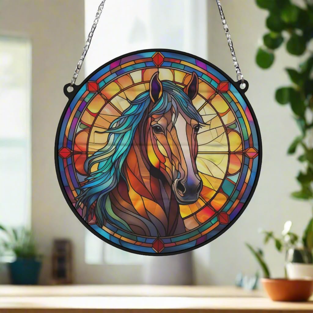 Image Industry Horse Stained Glass Effect Suncatcher - Garden Gift - Animal Lovers - Horse Lovers (19cm) - Image 2
