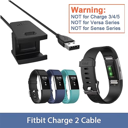 Miniatura 2 de Cargador adecuado para Fitbit Charge 2, cable de carga USB de repuesto para reloj inteligente Fitbit Charge 2 con protección de chip, cable de carga