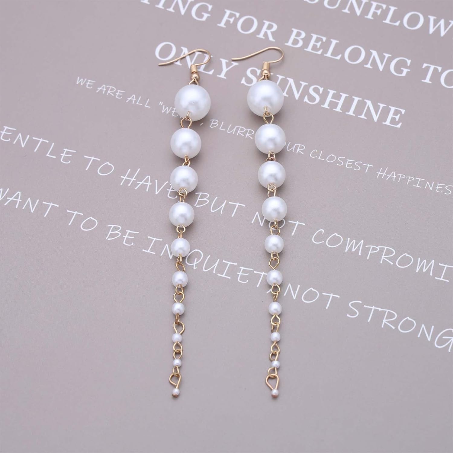 Boho Long Pearl Tassel Earrings Gold Pearl Dangle Earrings Bead Pearl Drop Earrings Bridal Pearl Earrings Wedding Pearl Chain Earrings Jewelry for Women - Image 4