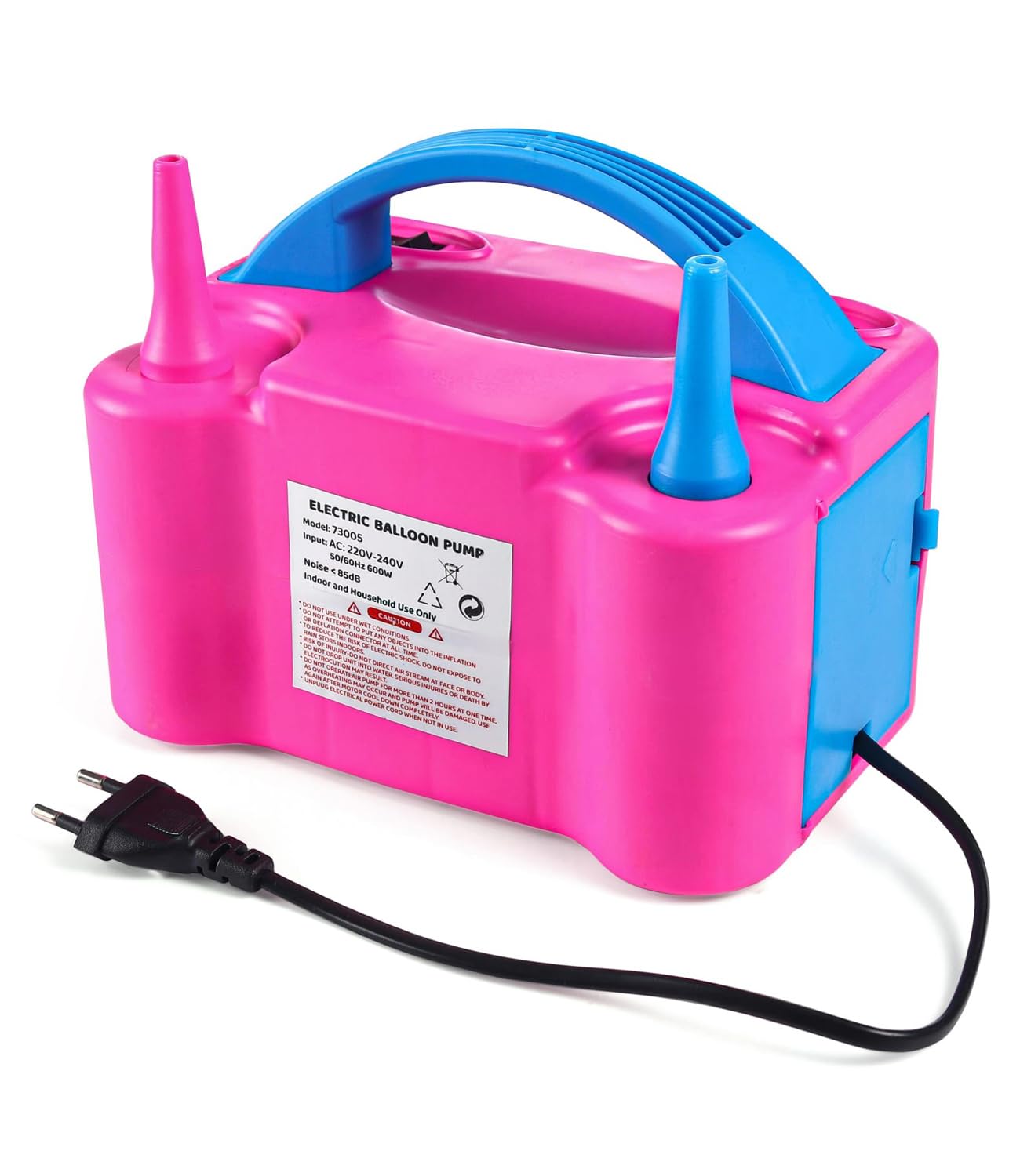 Play Nation Premium High Power Electric Balloon Inflator, Portable Dual Nozzles Balloons Air Pump for Balloon Arch, Ideal for Birthday, Anniversary & Other Celebrations, Party Accessory, Blue & Pink-image-36