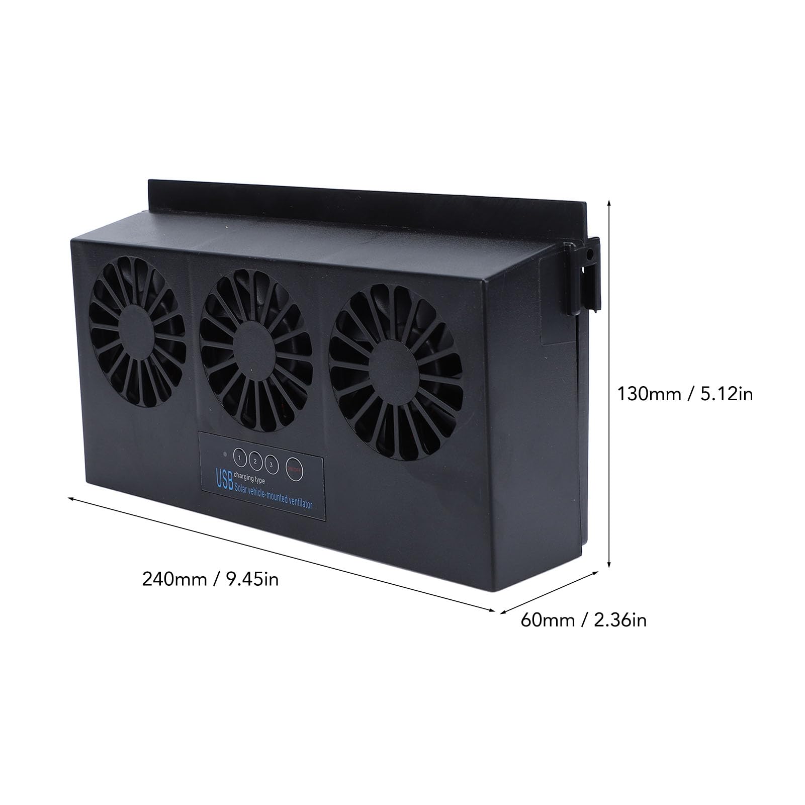 Auto-Abluftventilator, 4500 U/min, 3 Ventilatoren, Solarbetrieben, Auto-Lüftungsgitter, Kühlerventilatoren, USB-betrieben, Energiesparend, Leise, Autofenster-Kühler, Luftreiniger