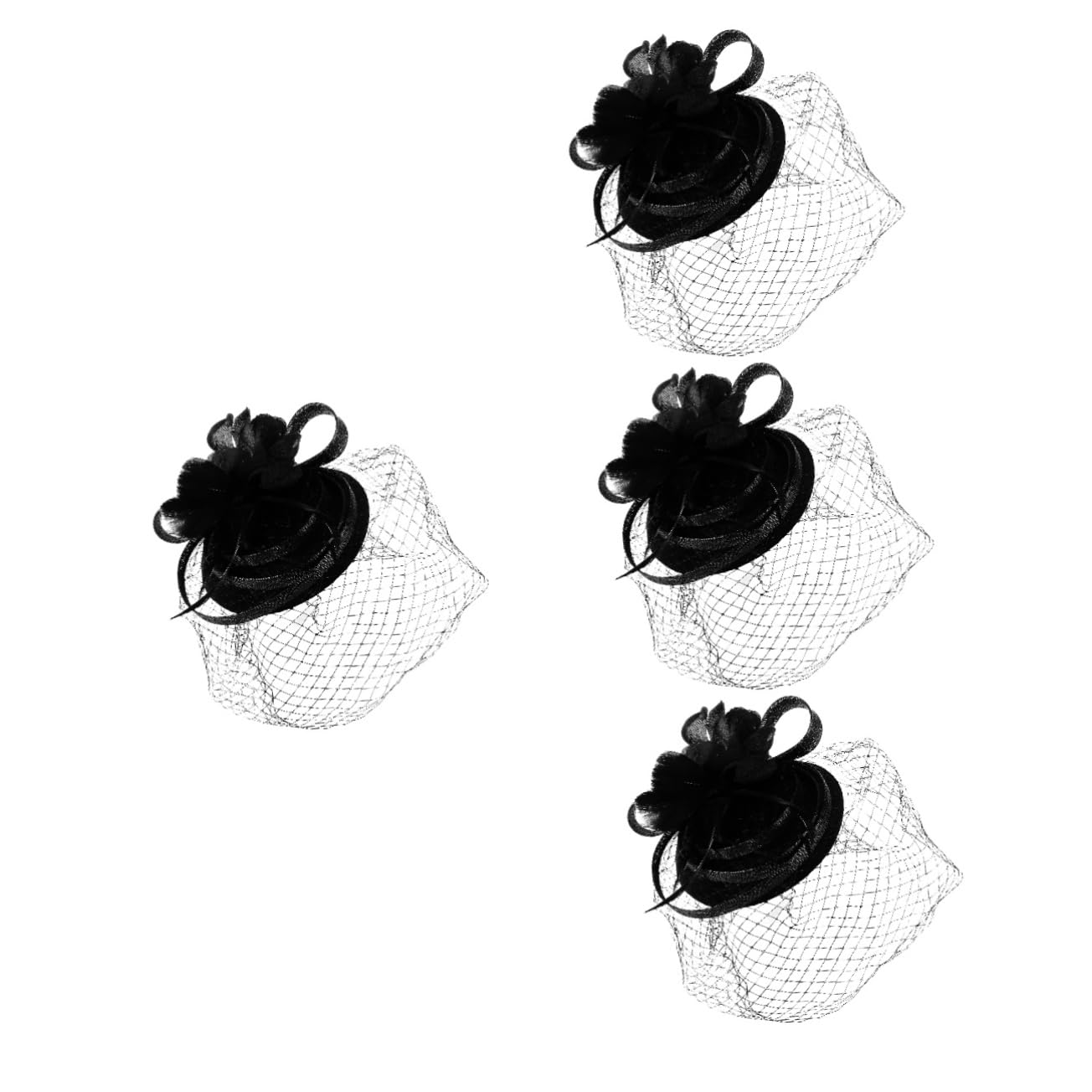 GALPADA 4pezzi Fascinator Elegante da Sposa Cerchietto Tulle Leggero per Eventi e Matrimoni Accessorio Versatile per Donne e FESTIVITÀ