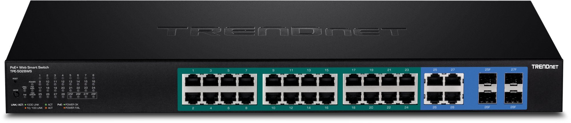 Trendnet 5028ws 28 Porte Switch Poe + Gigabit Web Smart, 370 W Nero