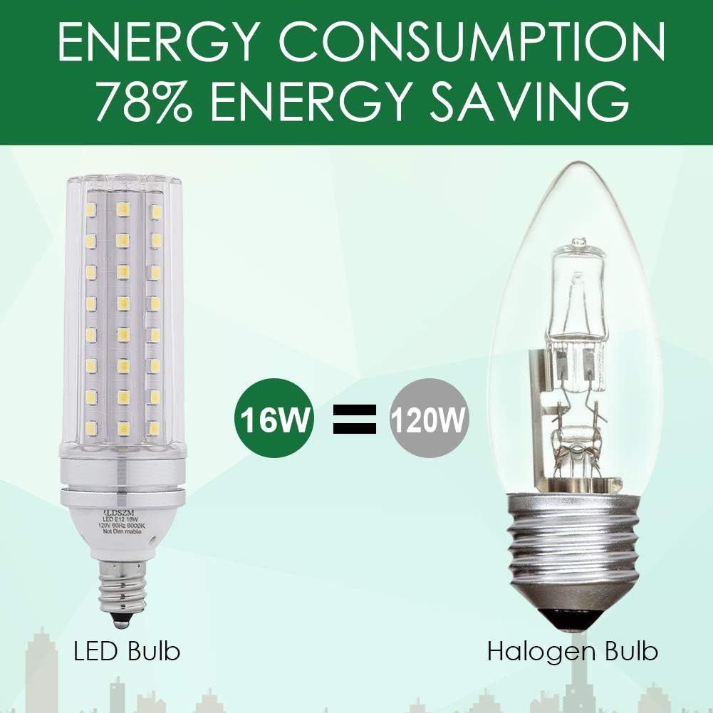 50% оƒƒ Dіѕсоunt E12 LED Bulbs, 16W LED Candelabra Bulb 120 Watt Equivalent, 1400lm, Decorative Candelabra Base E12 Corn Non-Dimmable LED Chandelier Bulbs Daylight Deluxe6000K LED Lamp, Pack of 4 Lіmіtеd Dіѕсоunt E12 LED Bulbs, 16W LED Candelabra Bulb 120 Watt Equivalent, 1400lm, Decorative Candelabra Base E12 Corn Non-Dimmable LED Chandelier Bulbs Daylight Deluxe6000K LED Lamp, Pack of 4