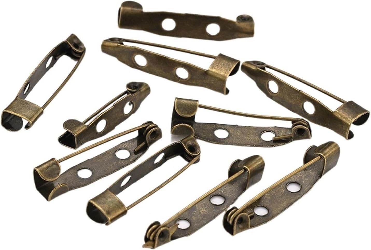 Brooch Base, Pin Backs,50pcs Bronze Brooch Clip Pins Blank Base for Jewelry Making DIY Findings(30 mm)