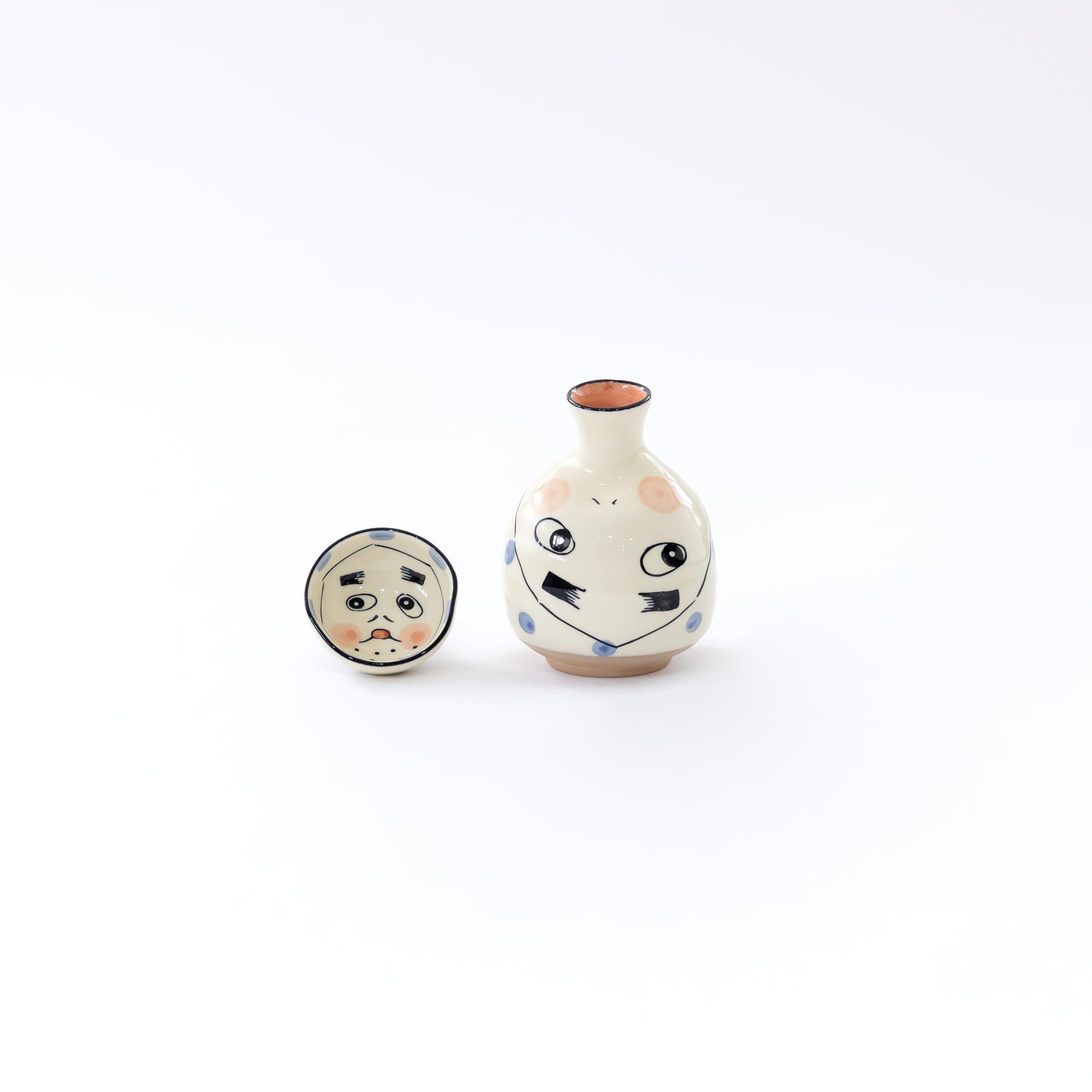 Generic Product [Set of 2] Hyottoko Tokuri Cute Tokuri Boar Mouth Hyottoko Mino Yaki Gifu Souvenir Present Overseas Recommended HTO24 : Home & Kitchen