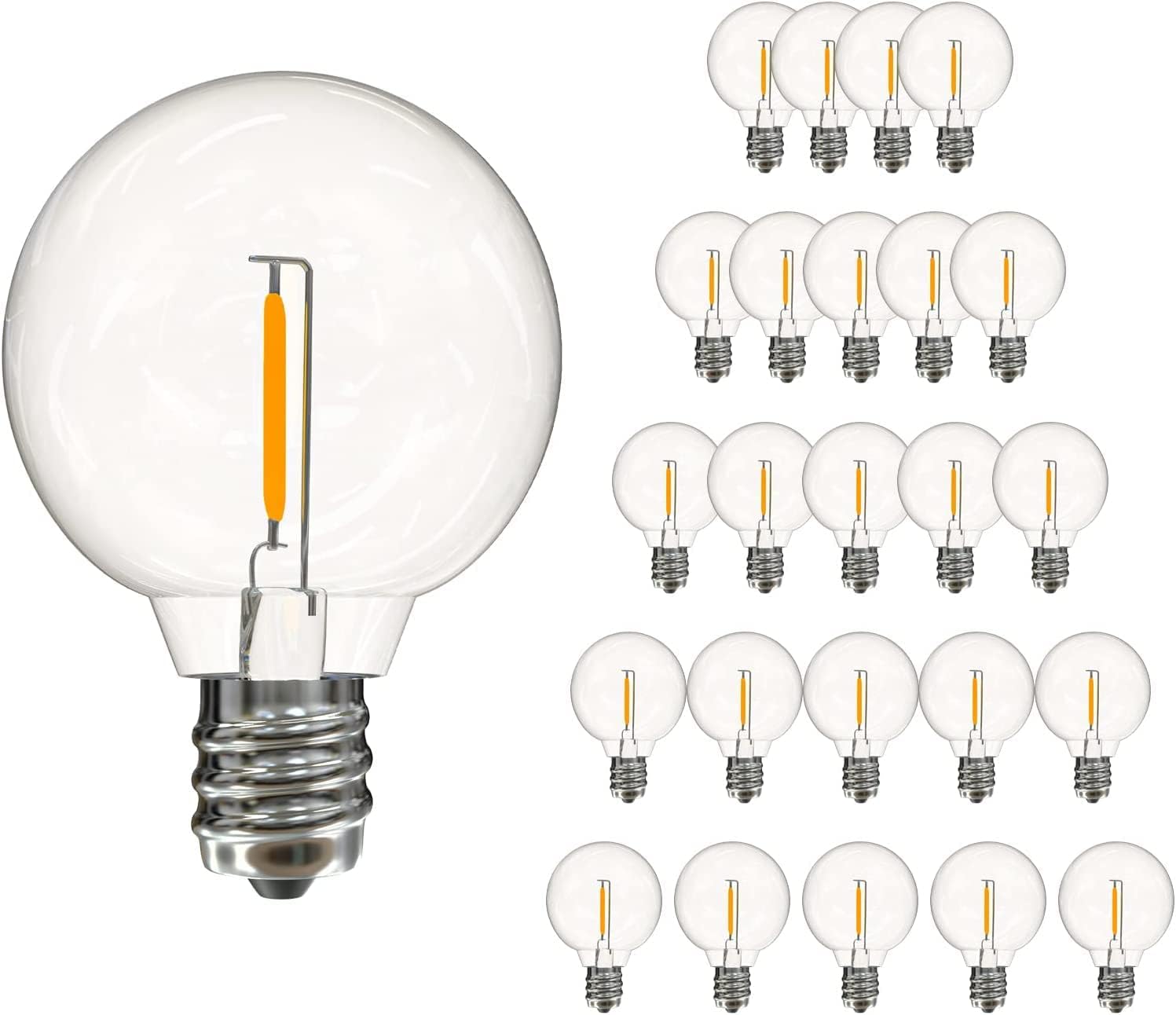 SUNTHIN 25 Pack G40 LED Bulbs, 1W LED Bulbs with E12 Base, 5 Watt