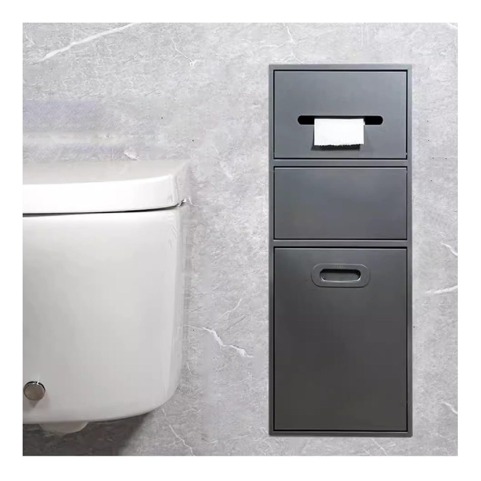 HPTHLY Recessed Niche,Stainless Steel Shower Nich Stainless Steel Bathroom Niche, Recessed Shelf Organizer Shower Niche, Garbage Can Built-In Alcove For Kitchen Living Room(Grey-B-67X23X14Cm)