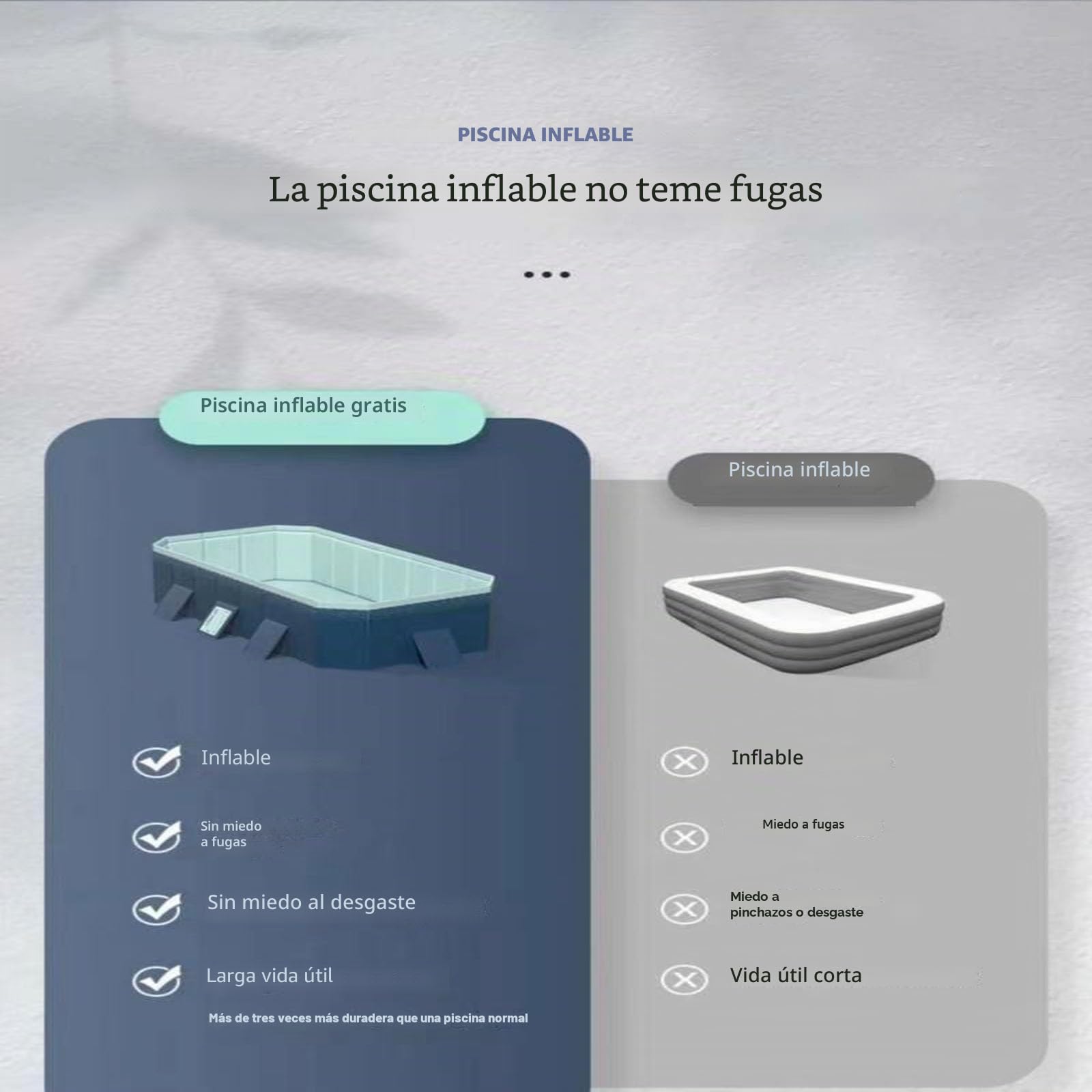 Piscina plegable, con estructura rígida de plástico no inflable, piscina fuera del suelo portátil para adultos - ideal para el patio y el jardín