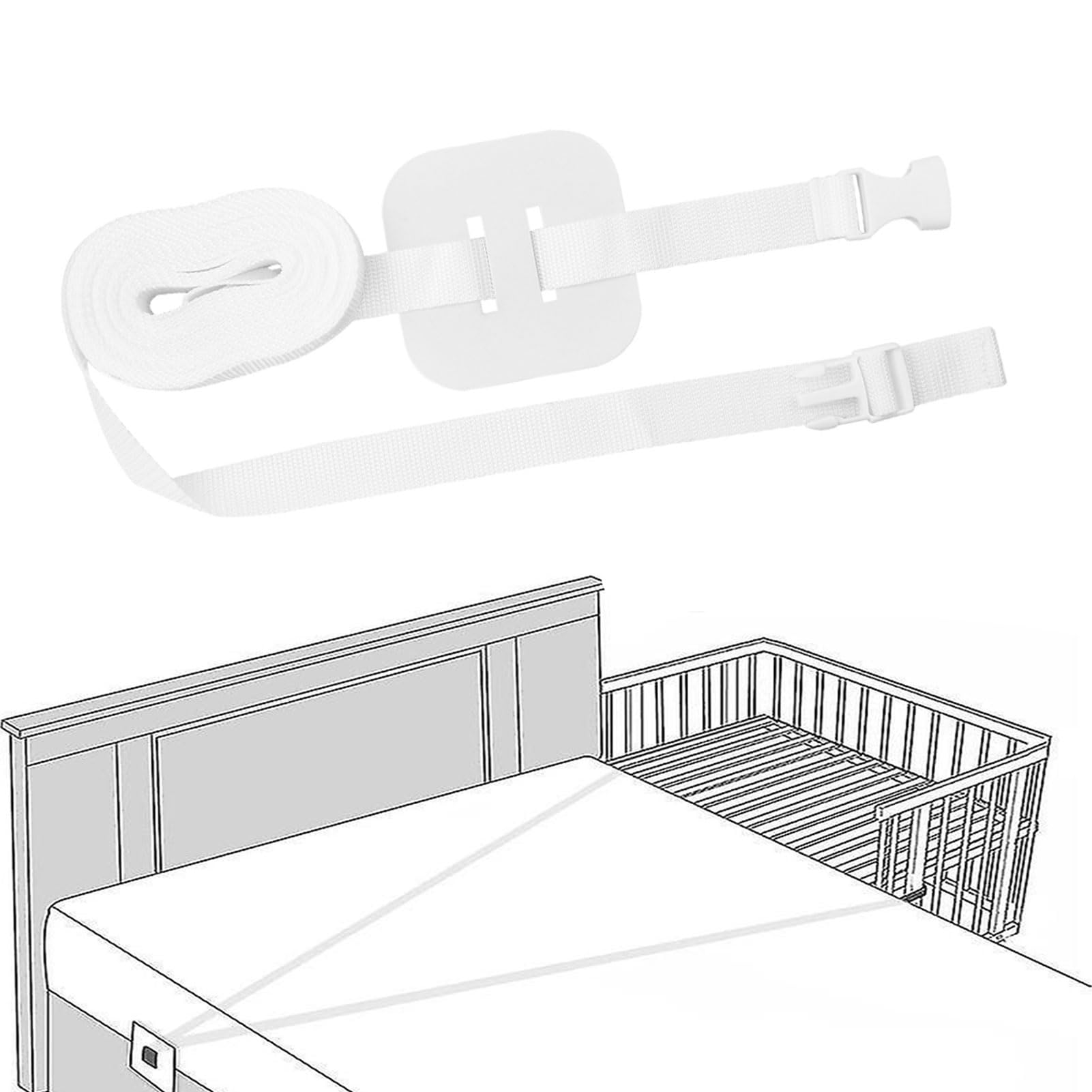 8M Beistellbett Befestigung,Gurt für Babybett,Seitenbettgurt,Fester Gurtfür Kinderbett,Beistellbett Gurt,Seitenbettgurt,Beistellbett befestigung boxspringbett für beistellbett boxspringbett(Weiß)