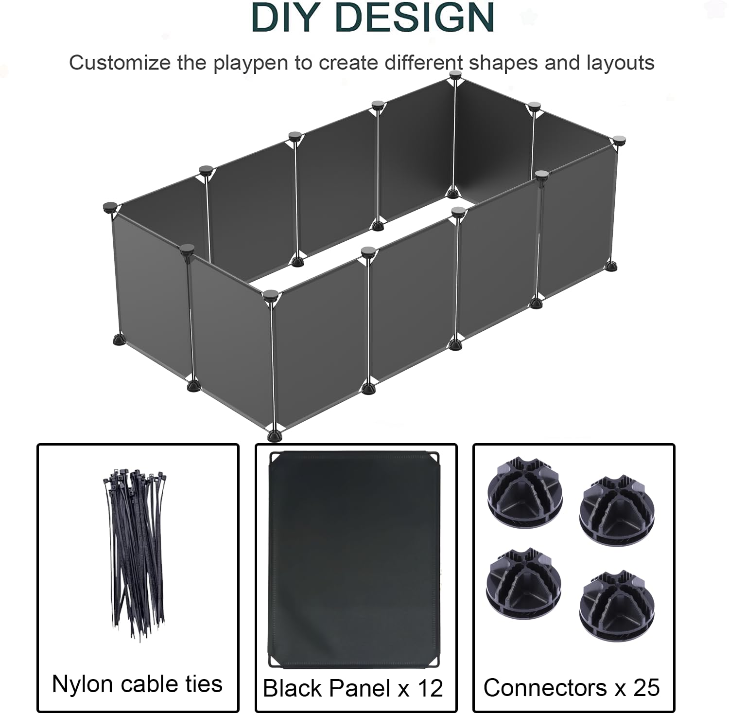 PILIN DIY Corral para Animales pequeños con Puerta, Corral para Conejos y cobayas, para Cachorros y Gatitos, para Interior y Exterior, Valla metálica portátil 30x38 12 Piezas