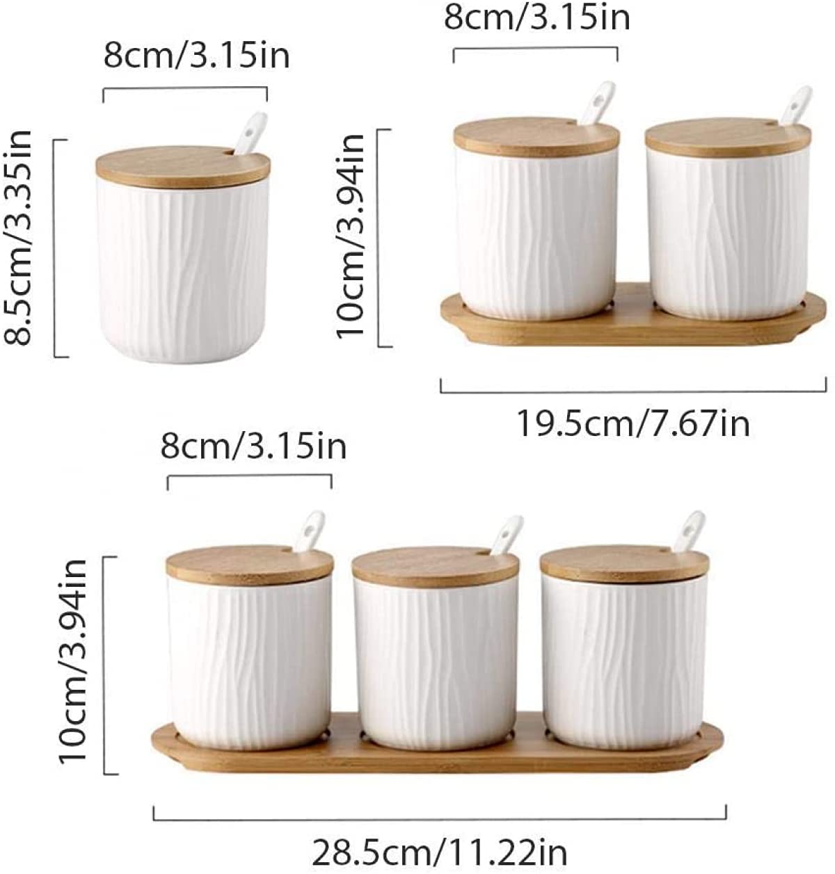 Kruidenpotje Met Deksel Keramische Kruidenbox 300 Ml Kruidenpot Met Keramische Lepel Opslagtank Voor De Keuken Tweedelige Set/Driedelige Set.-Two-part with tray