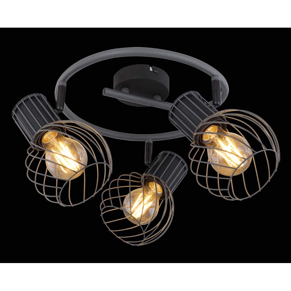 Lampada da soffitto con gabbia in metallo a 3 luci, faretti mobili