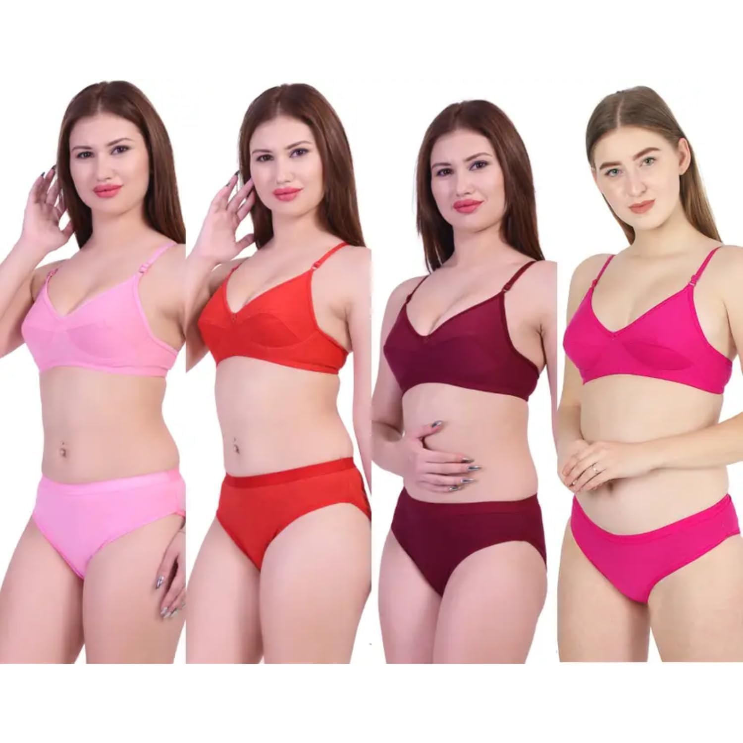 Women’s Bra & Panty Set Solid Multicolor Lingerie Set for Everyday Stylish & Breathable Underwear Set Adjustable Straps Skin-Friendly Fabric Sleepwear Pack of 1-picture-40
