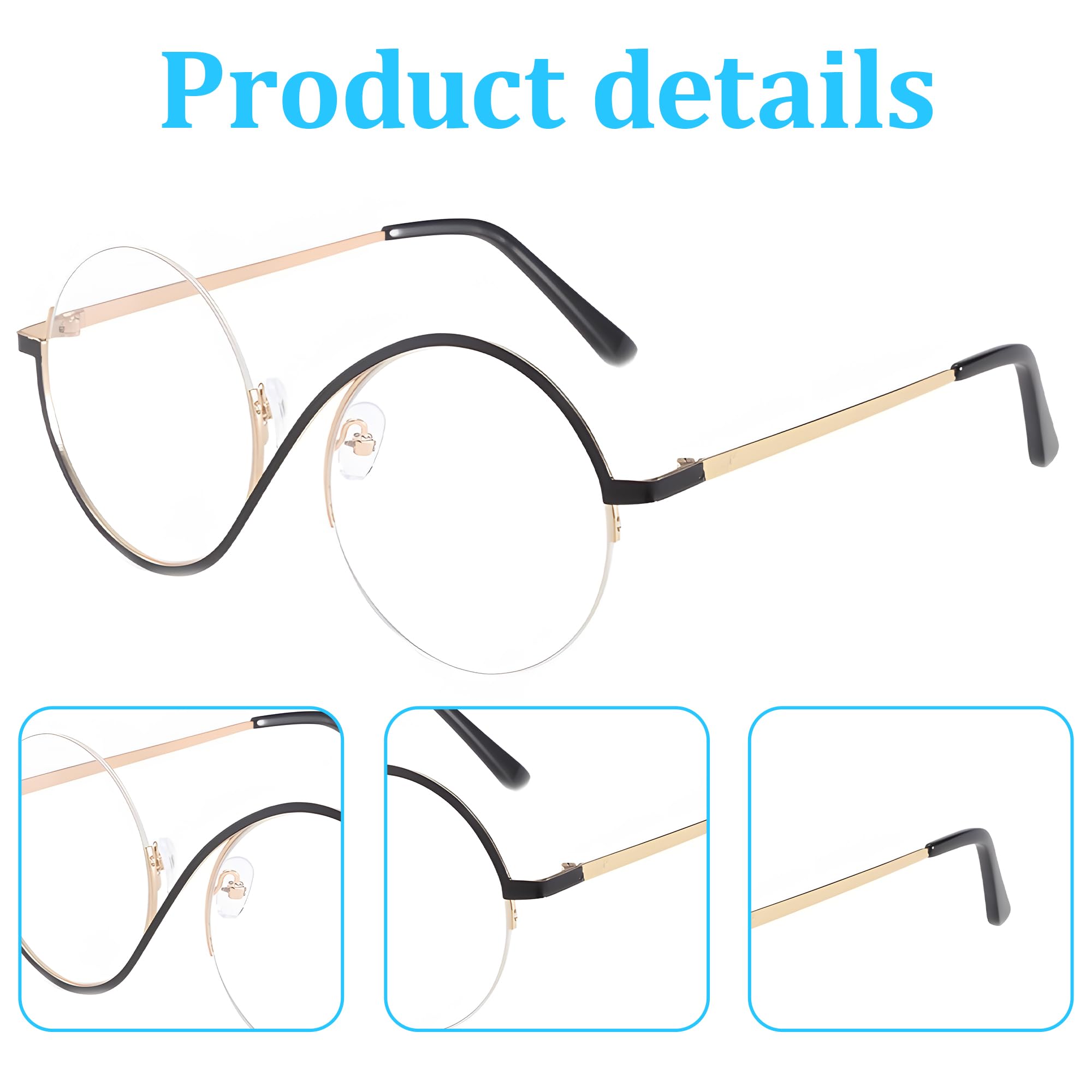 cadelon Witch Glasses, 2PCS Metal Frame Cosplay Eyeglasses for Women Perfect for Party & Cosplay Role Playing - Image 3