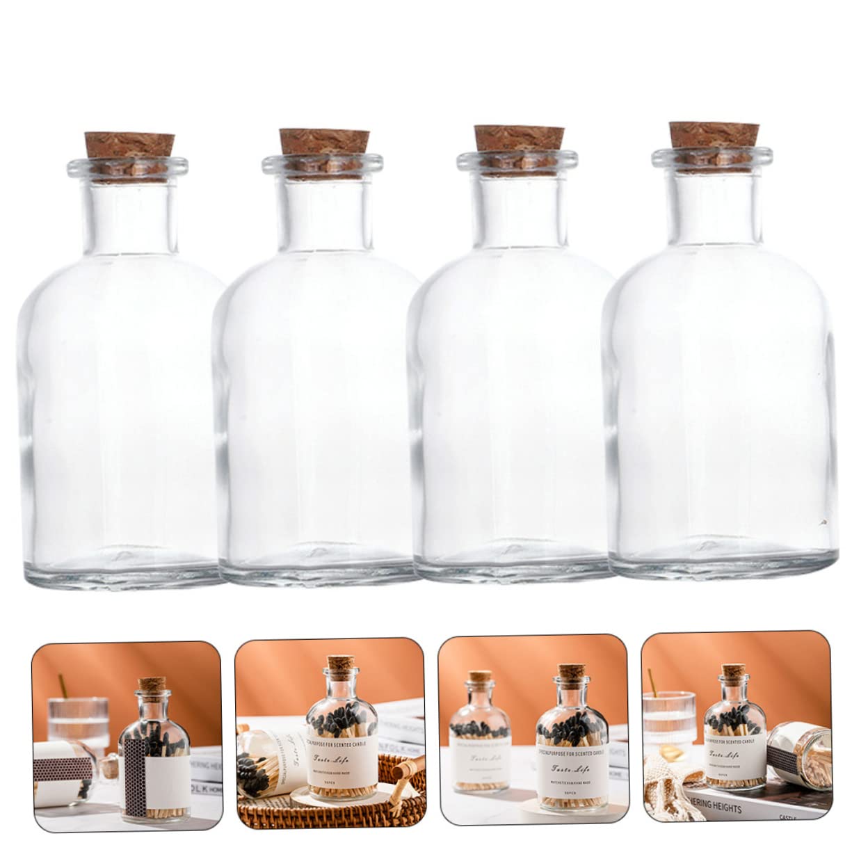 125ml Bottiglia 4 Pezzi Tappo in Legno Campione in Vetro