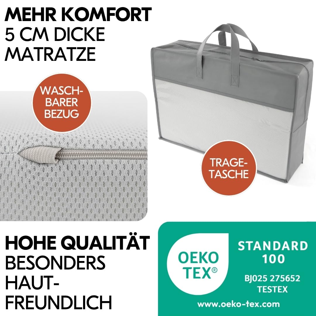 Hauck Baby Reisebett Set Dream n Play Plus inkl. Matratze & Insektenschutz – faltbares Kinder Reisebett mit großem Seiteneingang, Dusty Blue