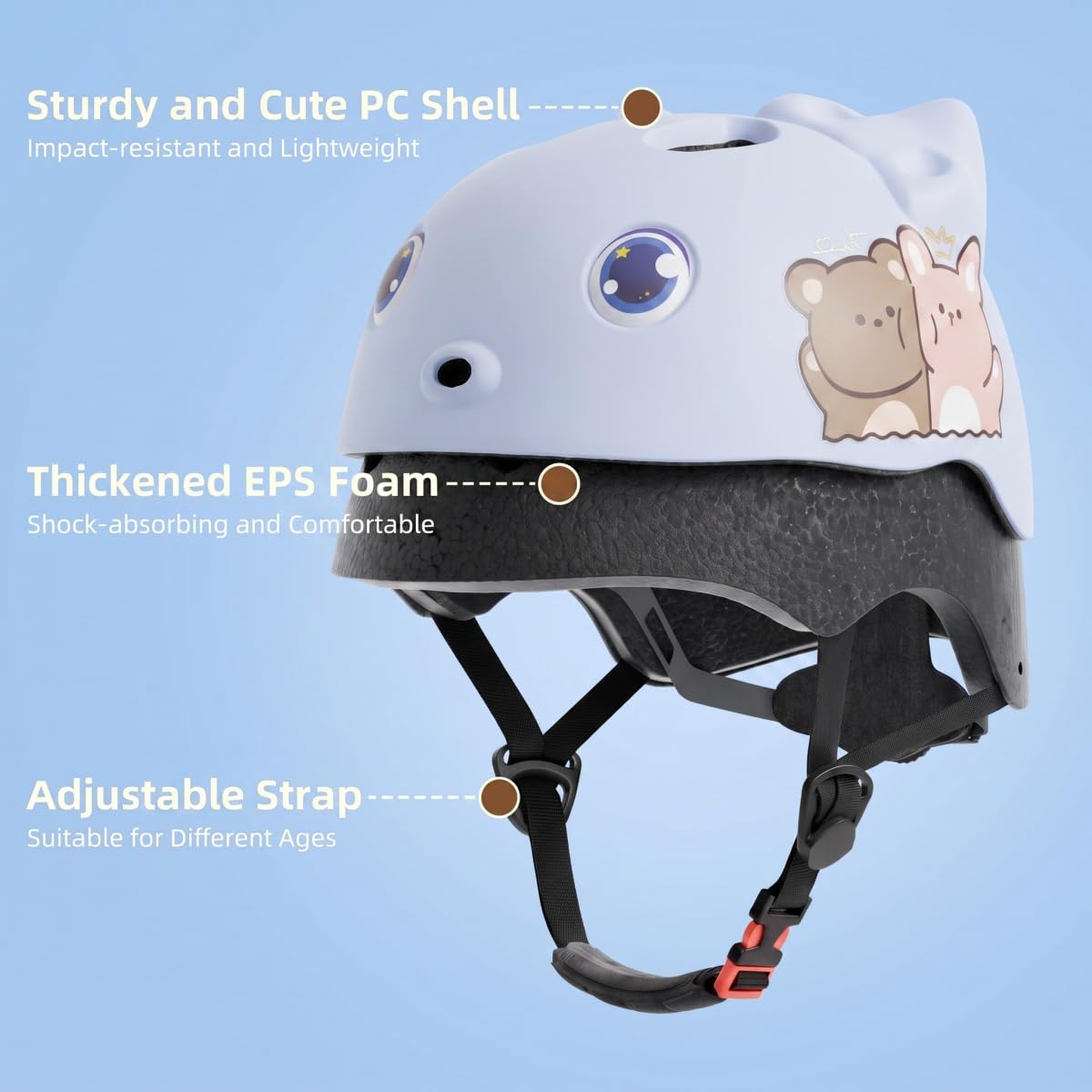 Casque de vélo pour enfants de 48 à 53 cm pour garçons et filles de 2 à 9 ans