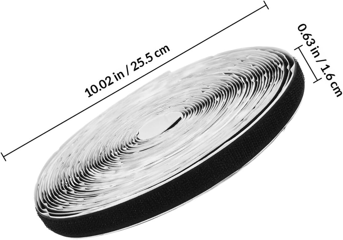Double-Sided Self-Adhesive Hook and Loop Tape Strip, 27ft Length X 0.63in Width, Black Textile Hook and Loop Fastening Tape Roll for Home, Office, and Craft Use