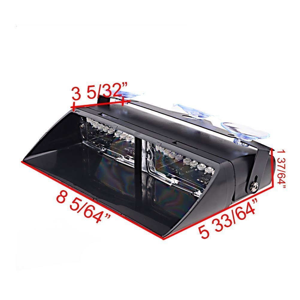 Lot de 16 LED haute intensité pour application de l'ordre - Lumières stroboscopiques d'avertissement d'urgence- Avec ventouses (rouge)