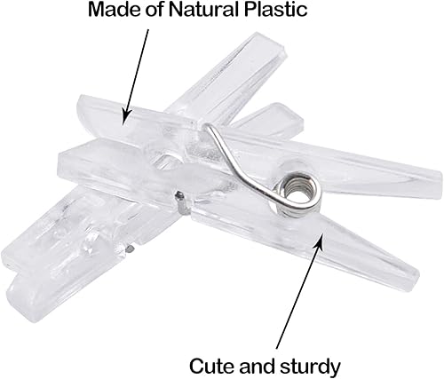 Miniatura 4 de Mini clavijas de plástico transparente, 200 piezas multifuncionales de plástico transparente para papel fotográfico, clips para manualidades, clips
