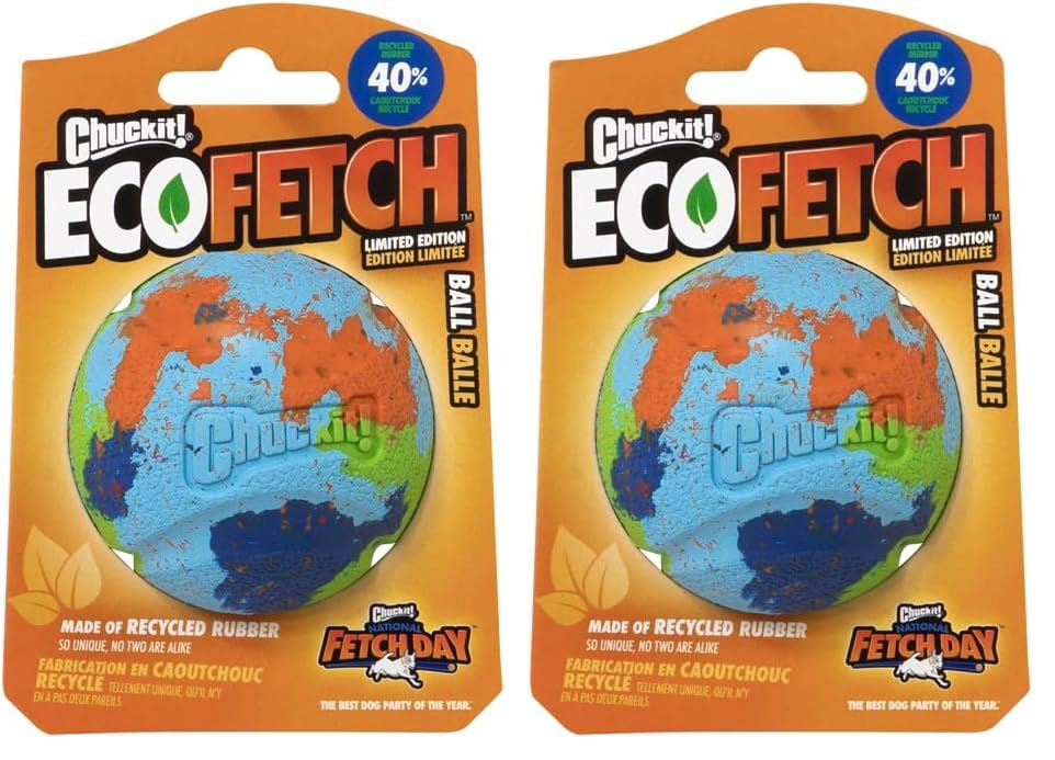 Chuckit EcoFetch Fetch Ball Dog Toy Medium 2 5 Inch Diameter Pack of 2 for Breeds 20-60 lbs