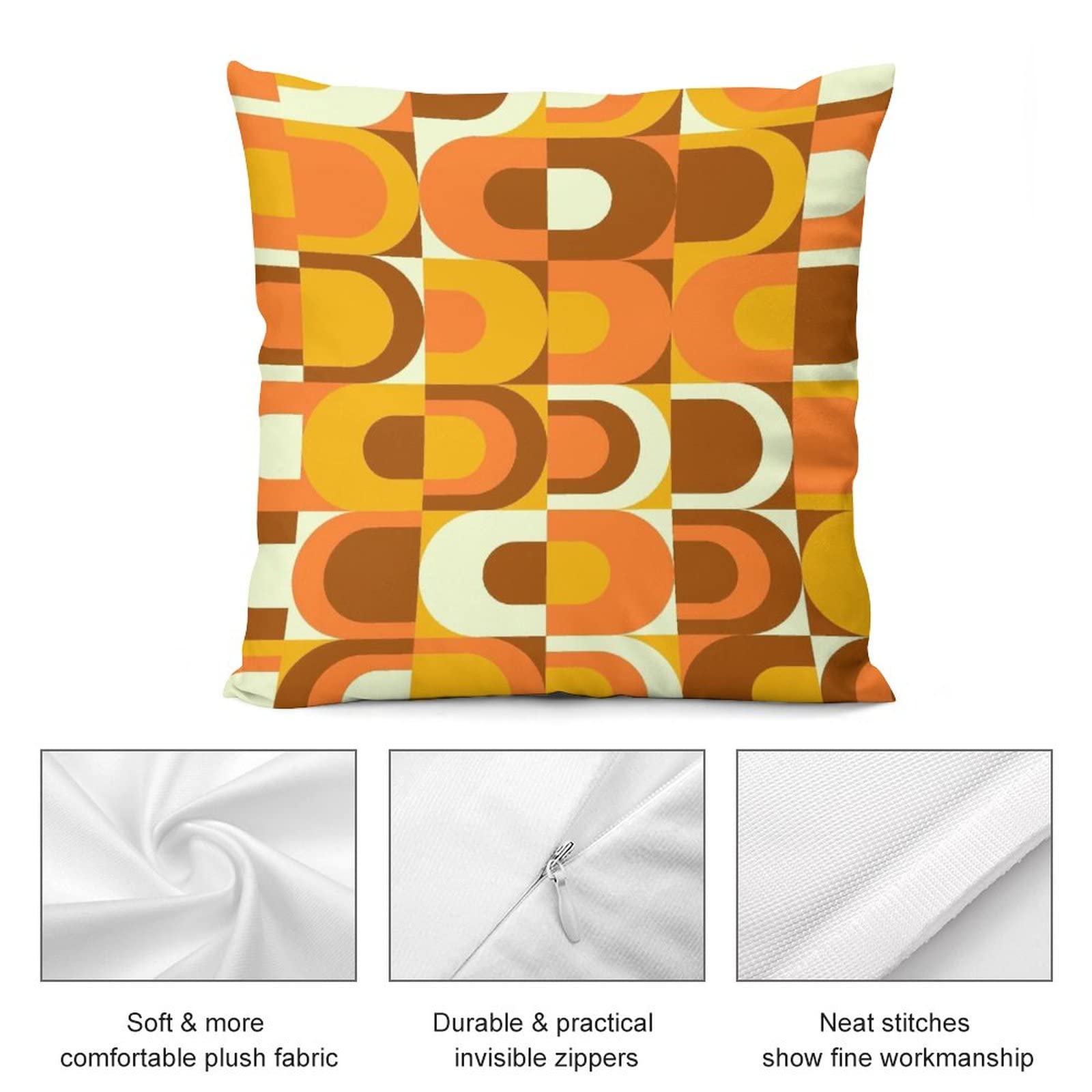 Amazon.com: Akame 70s Pattern Retro Inustrial in Orange and Brown