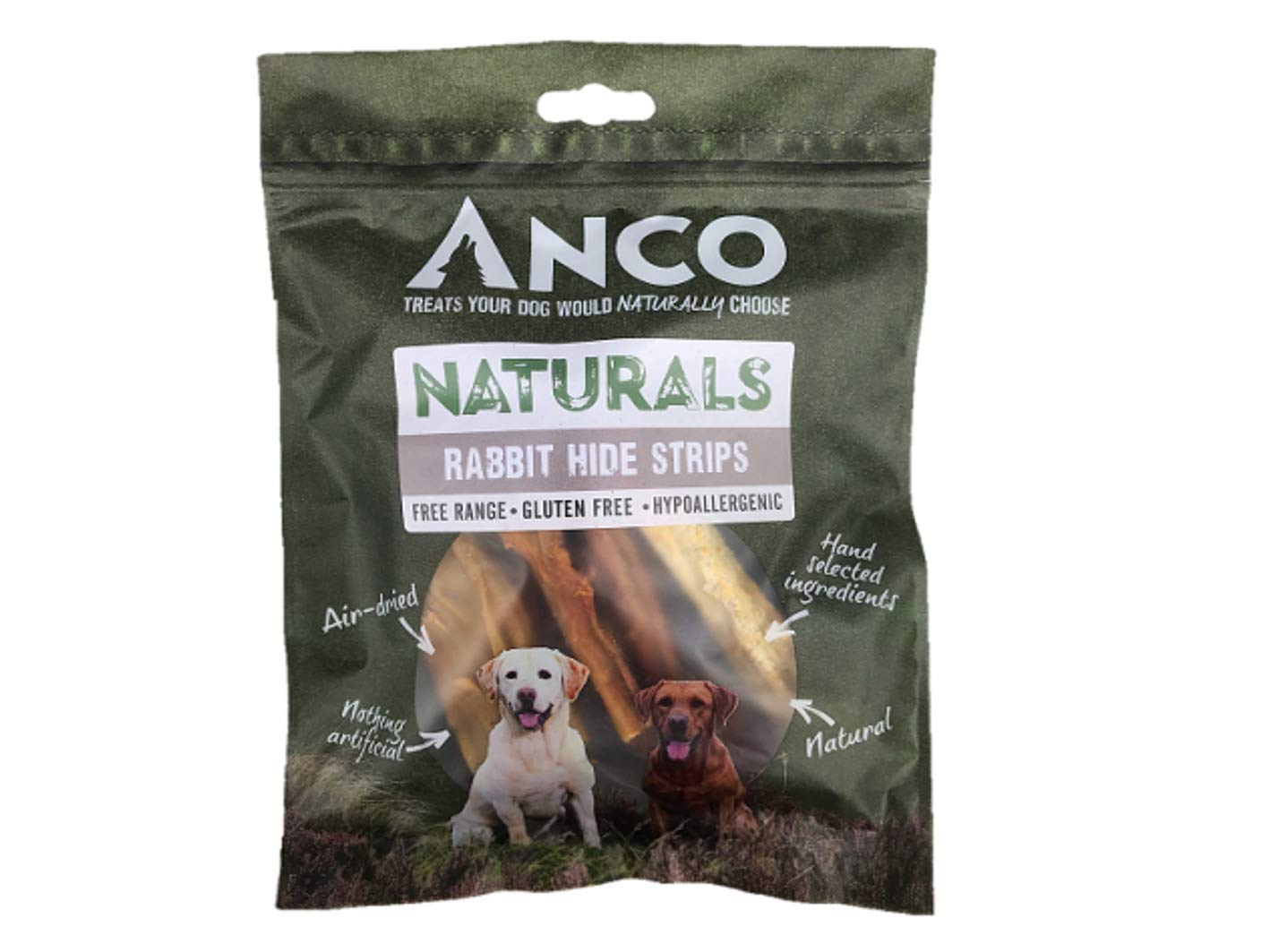 Anco Naturals Rabbit Hide Strips Dog/Puppy Treat - 80g - 100% Healthy & Naturals