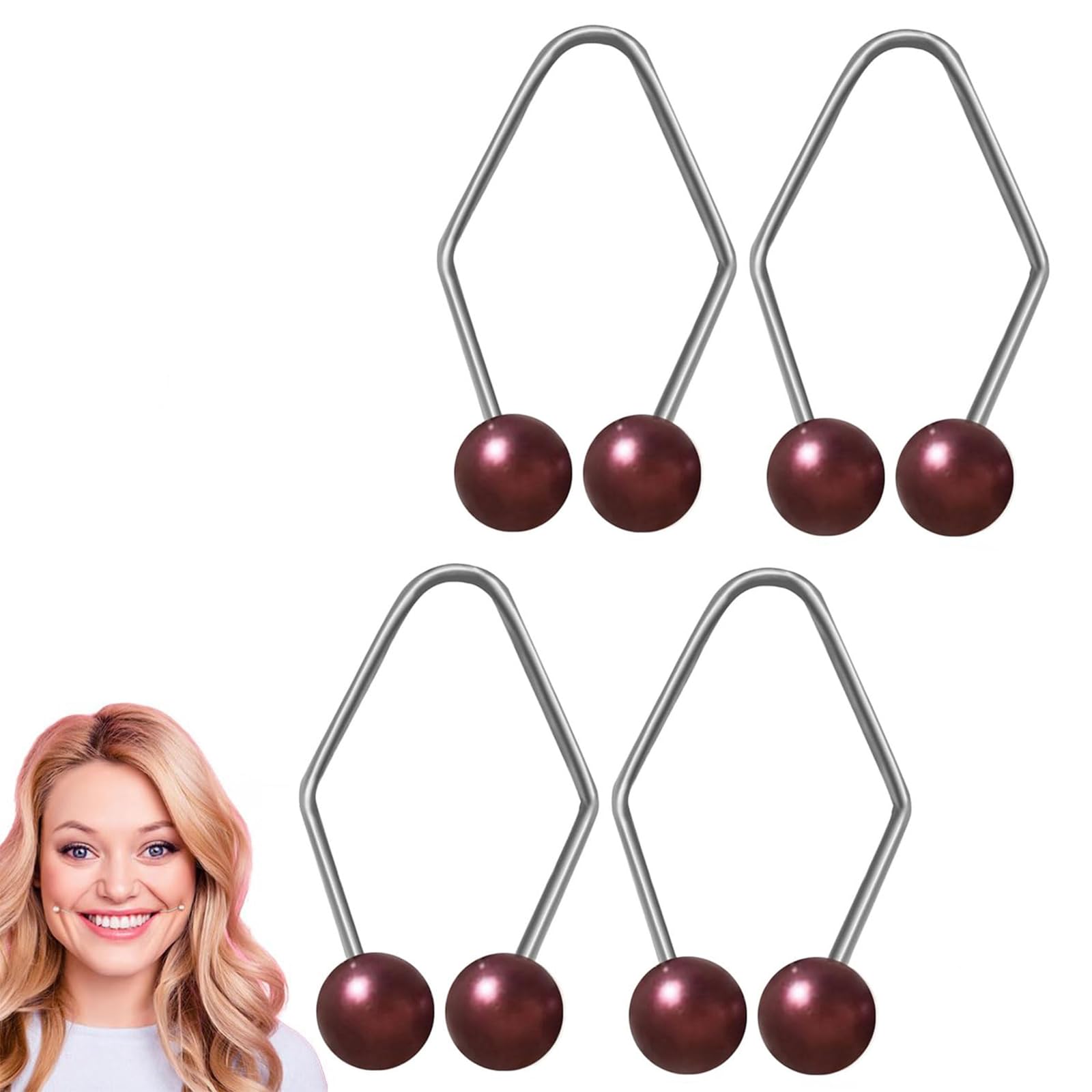 AtEEco 2Pairs Dimple Makers - Dimple Maker for Cheeks, Dimple Trainer for Create a Beautiful Smile, Facial Dimple Trainer, Easy to Wear and Make Natural Dimples (Red)