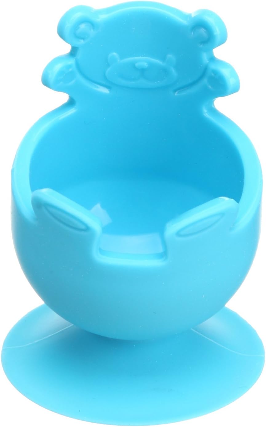 Silicone Bear Egg Holder with Suction base BLUE Boiled