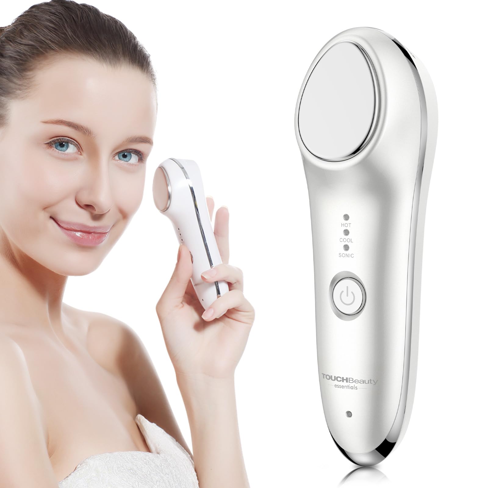 TOUCHBeauty Masajeador Facial Eléctrico 6°C & 42°C, Masajeador Antiarrugas con Vibración Sónica para Eliminar Papada, Reafirmar Rostro y Cuello, Lifting Facial con Cambio Rápido de Frío/Calor