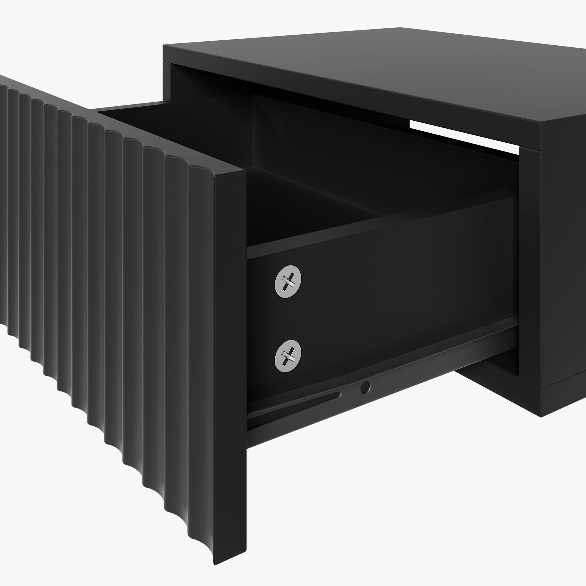 [en.casa] Nachttisch 2er Set hängend Nand 42x30x15 cm Schublade Schwarz | Nachtschrank, Nachtkästchen, Nachtkommode, Wandkonsole, Wandregal mit Schublade, Ablage, Wandmontage, gerillte Front