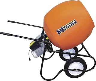 Kushlan 6 Cu Ft Wheelbarrow Concrete Mixer, 3/4 HP 115V Direct Drive, Poly Drum, Steel Frame
