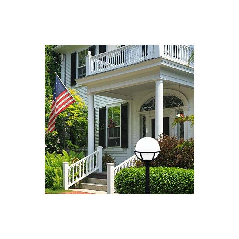Berlato Outdoor Post Light, 25 cm White Outdoor Light with Cute Round Acrylic Lampshade,Exterior Lamp for Garden, Patio, Passage, Party, BBQ - Image 4