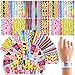 FiGoal Valentine’s Day Gifts for Kids Classroom 60 Pack Slap Bracelets Slap Bands in 30 Designs With 30 Pack Valentines Gift Cards Plus 30 Goodie Bags Party Favors School Classroom Prizes for Kids Boys Girls Adults