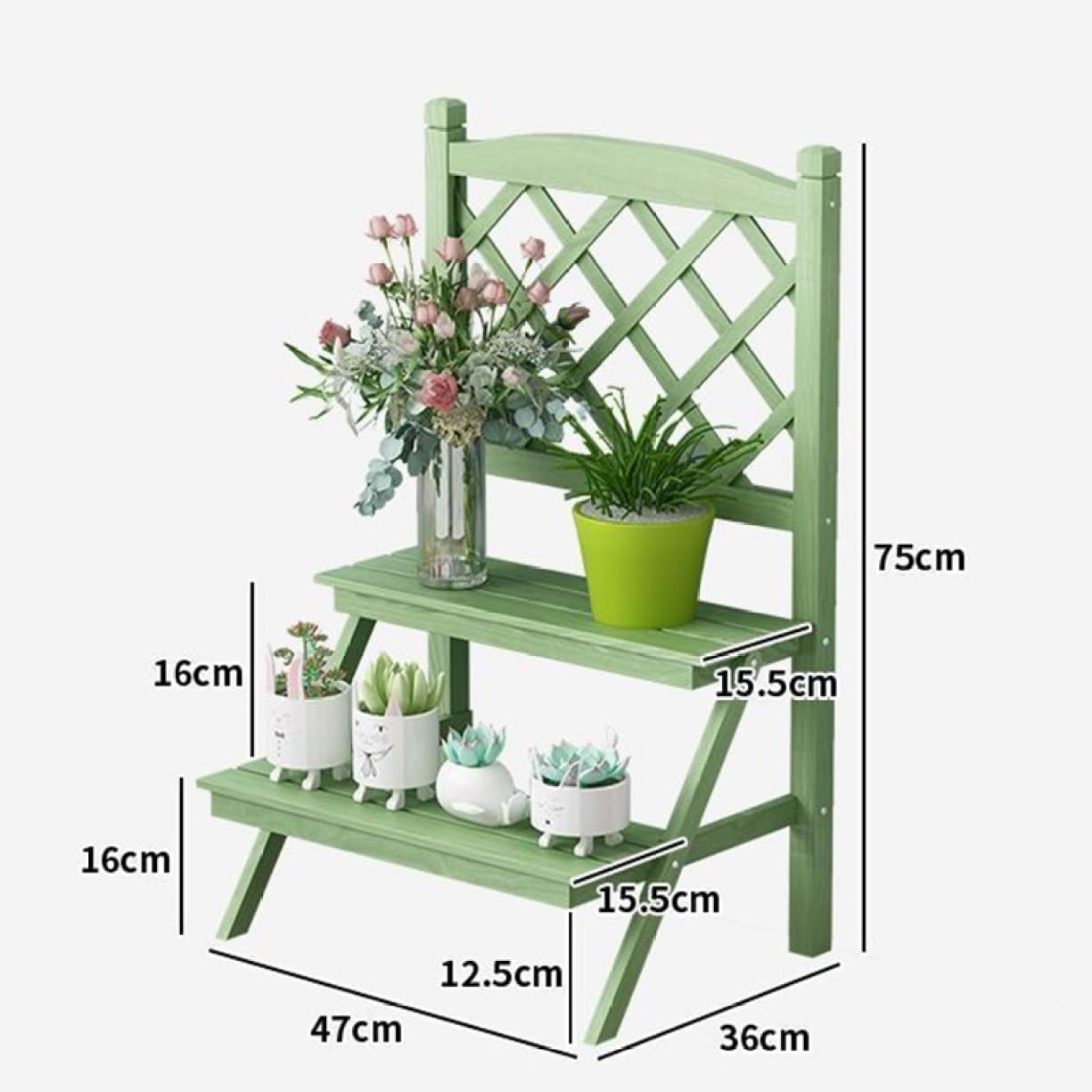 Amazon.co.jp: ウッド フェンス付きフラワースタンド 花台 47*36*75cm