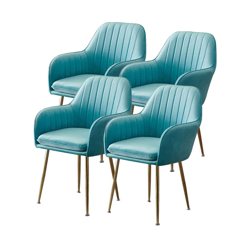SJIALEN 4 Pcs Dining Chairs,with Backrest Soft Cushion for Office Lounge Dining Kitchen Bedroom Reception Chair Kitchen Chair (Color : Sky Blue)
