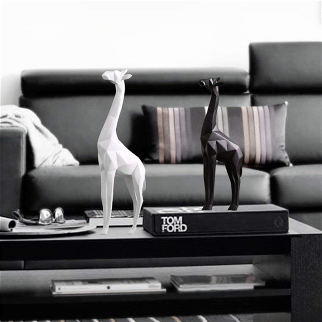 2 Pièces Statue de Girafe en Résine Décorative Nordique Figurine Sculpture pour Décor à Maison