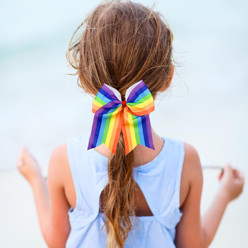 4PCS Pride Accessories Rainbow Bow Hairband,Pride Accessories for LGBTQ Day Rainbow Hair Tie - Image 3