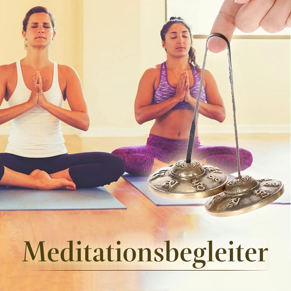 Zimbel Tibetische Meditations Tingsha Zimbeln mit Buddhistischen Glückssymbolen, Chinesische Deko, Meditations yoga Glockenspiel Schlaginstrument Spirituelle Geschenke