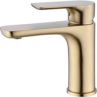 Bathroom Brass Vanity Bath Sink Faucet Basin Mixer Taps,Single Handle Deck Mounted,Brushed Gold