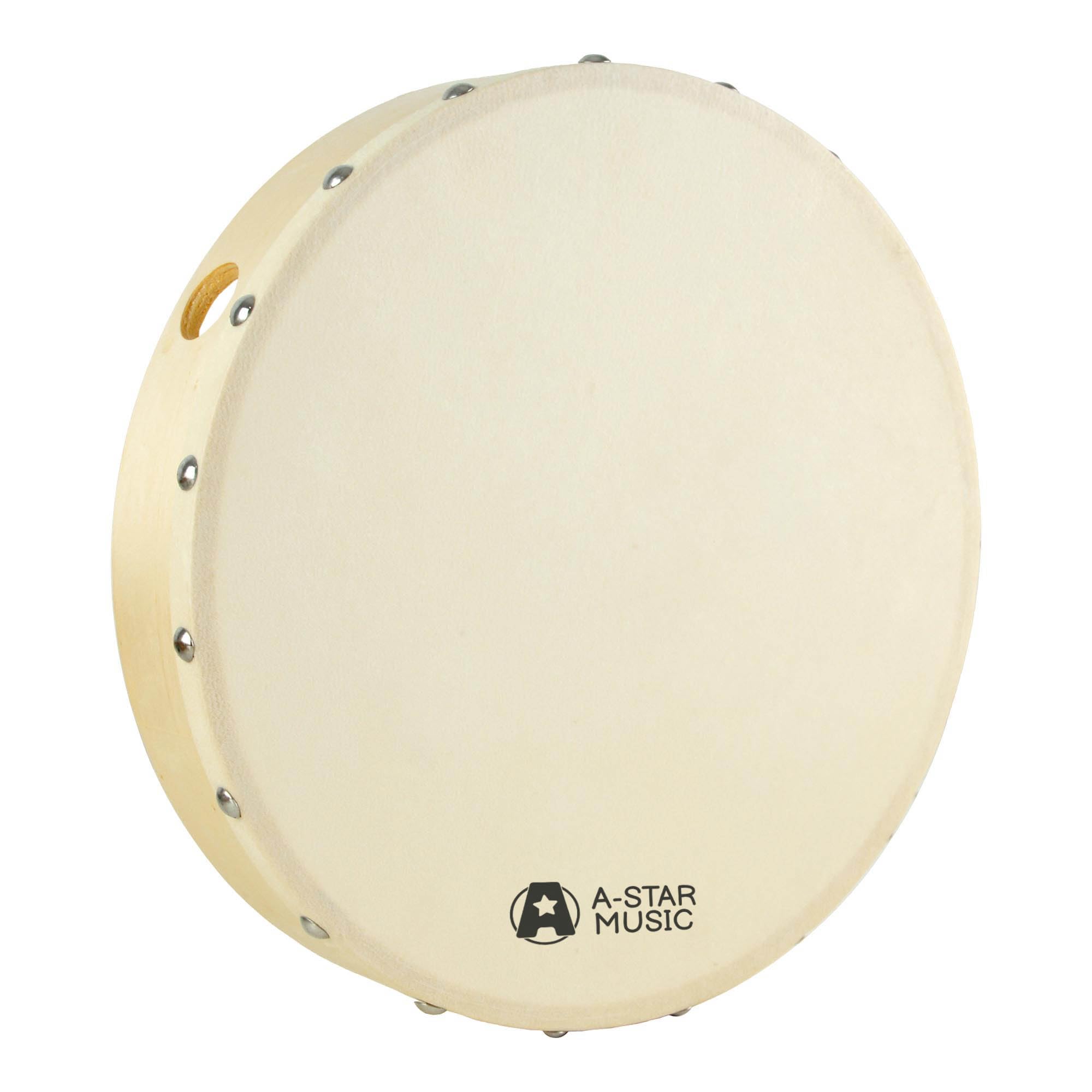 A-Star Tambour à main pré-réglé de 10 pouces, tête en peau naturelle, tambour à cadre de 25 cm de diamètre