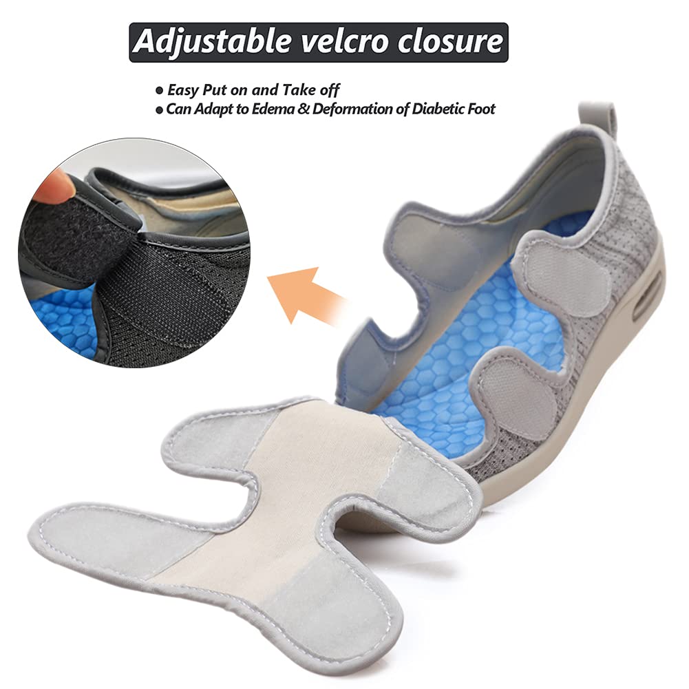 W&LESVAGO Zapatos para diabéticos para mujer, sandalias ligeras y cómodas con cojín de aire, zapatos para caminar para ancianos, pies hinchados para interiores y exteriores