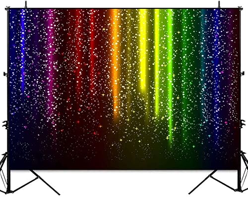 Miniatura 2 de Sensfun Let's Glow - Telón de fondo para fotografía de fiesta que brilla en la oscuridad, música danza, discoteca, arco iris, neón, salpicadura, mes