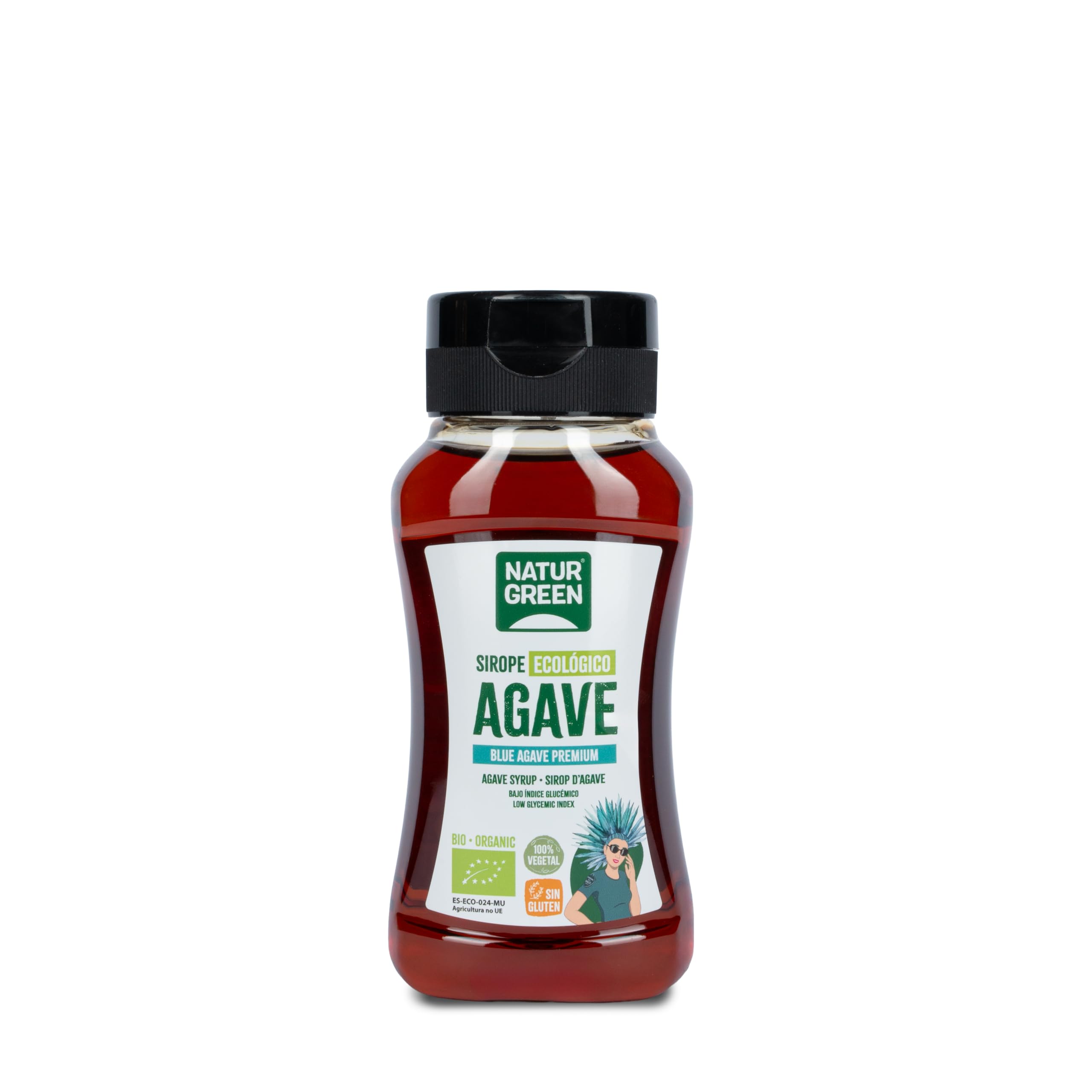 NaturGreen Sirope de Agave 236 ml 340 g, Endulzante Natural, Bajo Índice Glucémico, Edulcorante Bio, Vegano