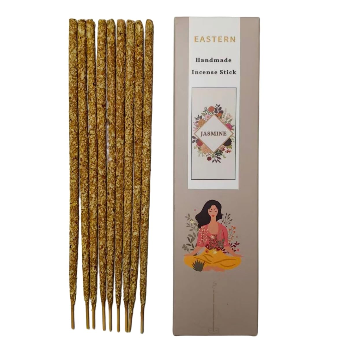 Handcrafted Jsamine Flower Incense Stick 9 pcs Wildly Natural 9.4" Long - Thick Aromatic Incense Sticks(1 Hour Burn Time)