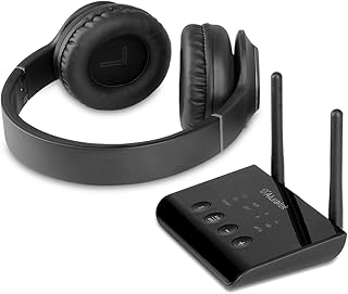 Aluratek Bluetooth Wireless TV Streaming Kit with Bluetooth 5, Long Range Up to 100', No Delay aptX, Optical, Aux, RCA, Includes Headphone and Transmitter/Receiver Adapter, PC, Mac (ABCTVKIT), Black