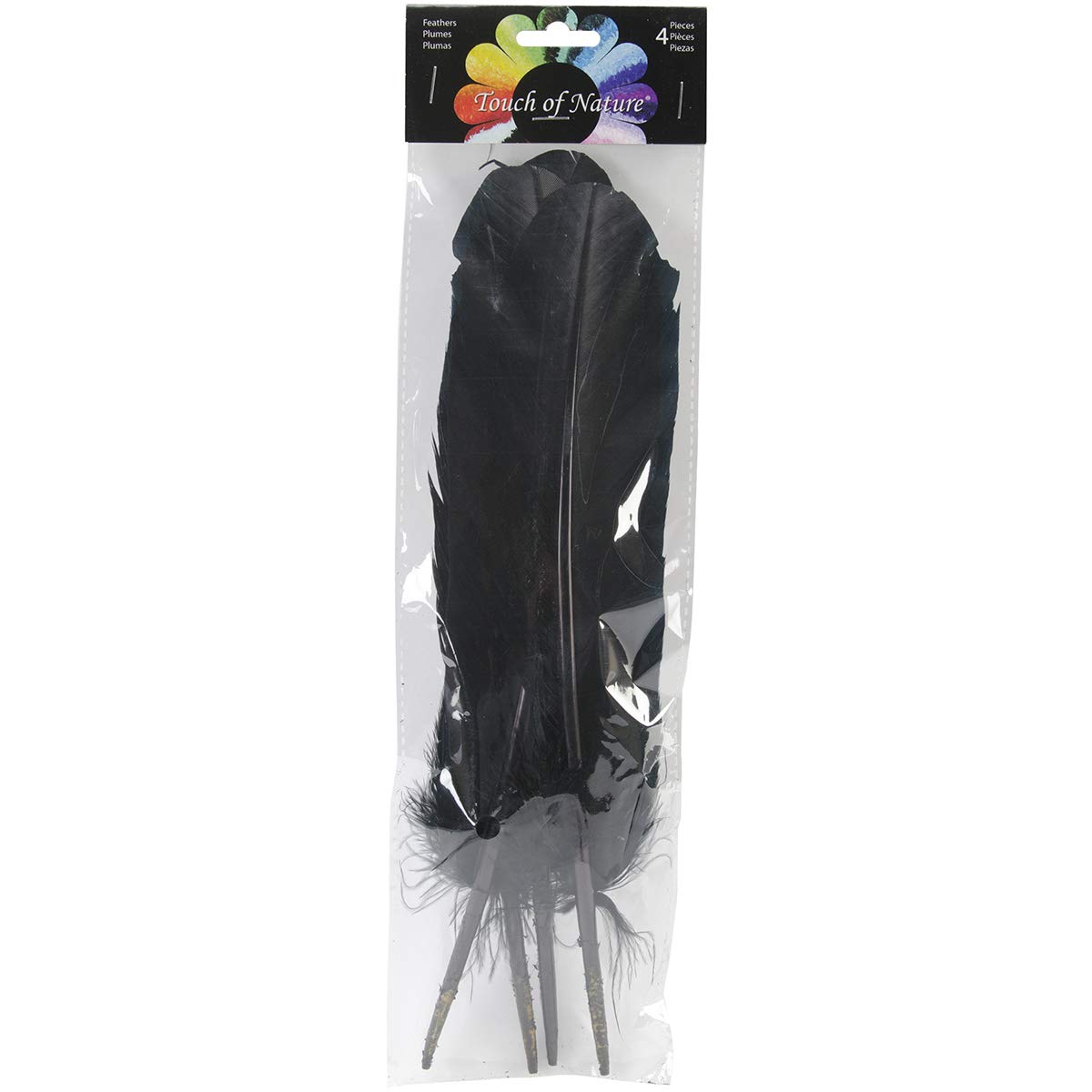Touch of Nature 40365 4-Piece Turkey Feather for Art and Craft, 12.25 to 13-Inch, Black