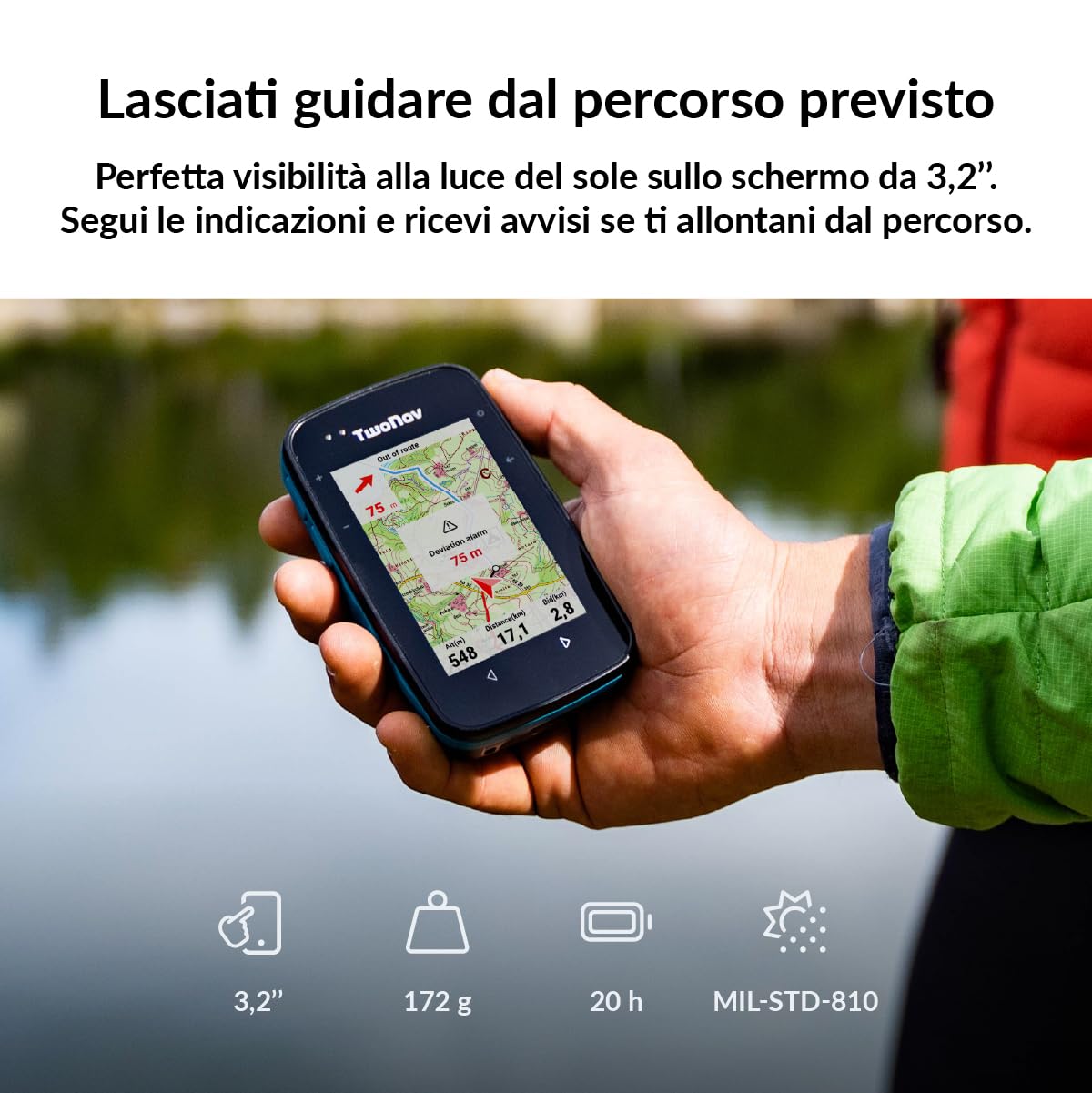 TwoNav Cross Plus (32 GB) + Carta completa Italia TomTom, GPS con schermo da 3,2 pollici per MTB, ciclismo, trekking o escursionismo